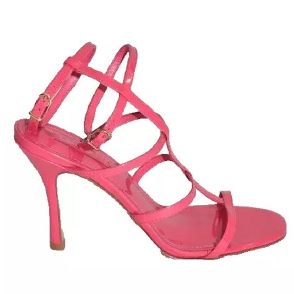 New! Larroude Serena Sandal In Pink Patent Leather Size 8 DD474